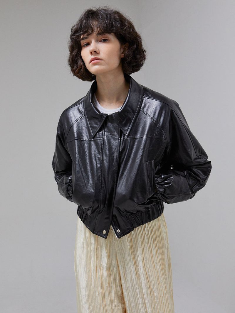 VITALSIGN（バイタルサイン）の「[LINE] Collar Crop Leather Jacket（Jackets/Outerwear）」