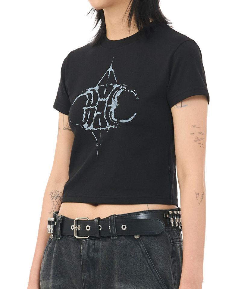 ROCK LOGO CROP TEE - BLACK
