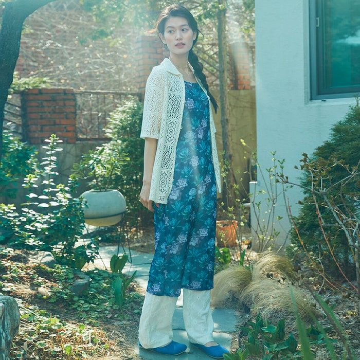 Plant slip dress / Navy