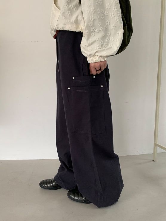 Hibamp Wide Cargo Banding Pants