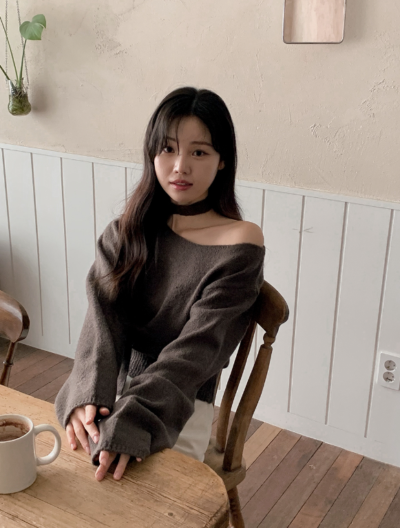 PV One Shoulder Knit + Tie Set (6color)