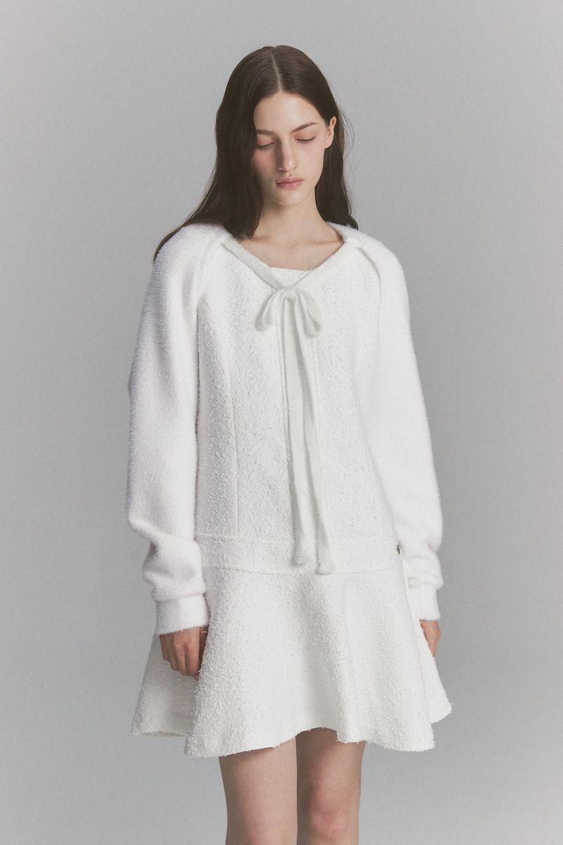 Fur Ribbon Bolero White