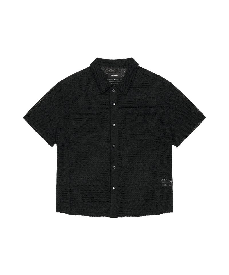 mahagrid（マハグリッド）の「RAW CUT KNIT HALF SHIRT（Tops）」