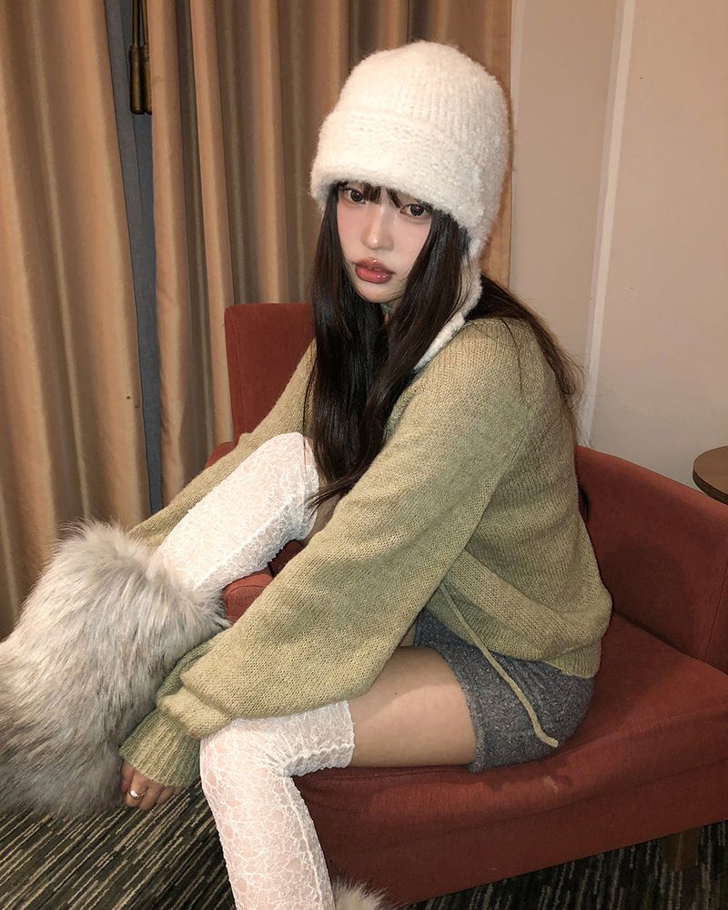 Oro Strap Knit Round-neck Wool Sweater