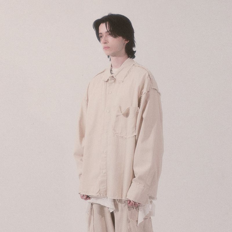 grunge plain shirt_lightbeige