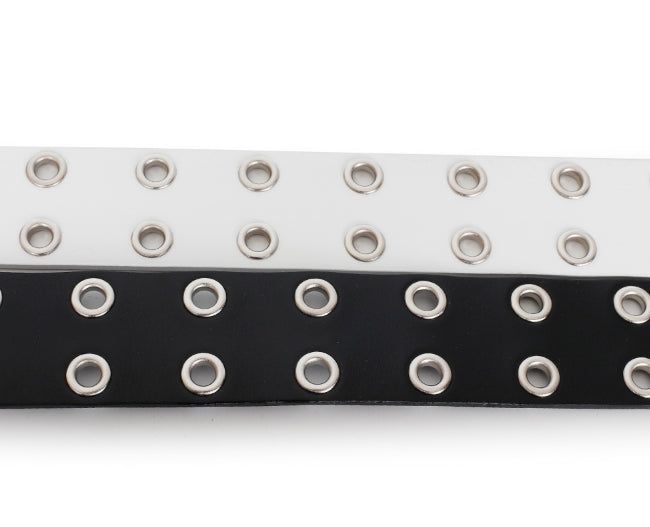 Rat Double Eyelet Long Leather Belt