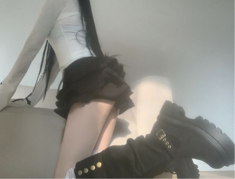 Dion Suede Buckle Long Boots (black)
