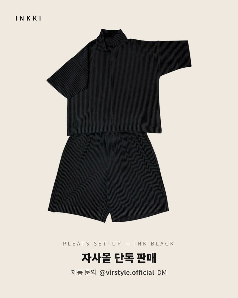 [ VIR Style Original ] INKKI Buttonless Pleated Wide Half Pants 