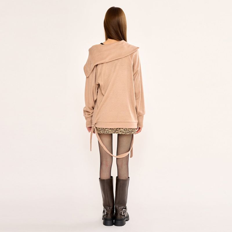 Hairy Zipslit Pullover - Camel