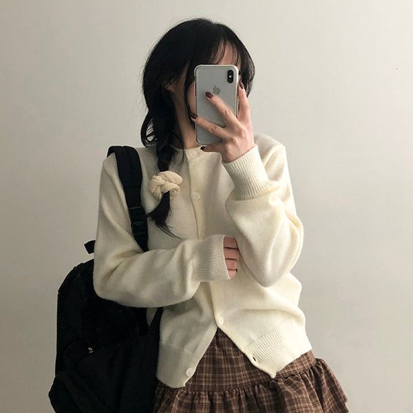 Jewel round knit cardigan