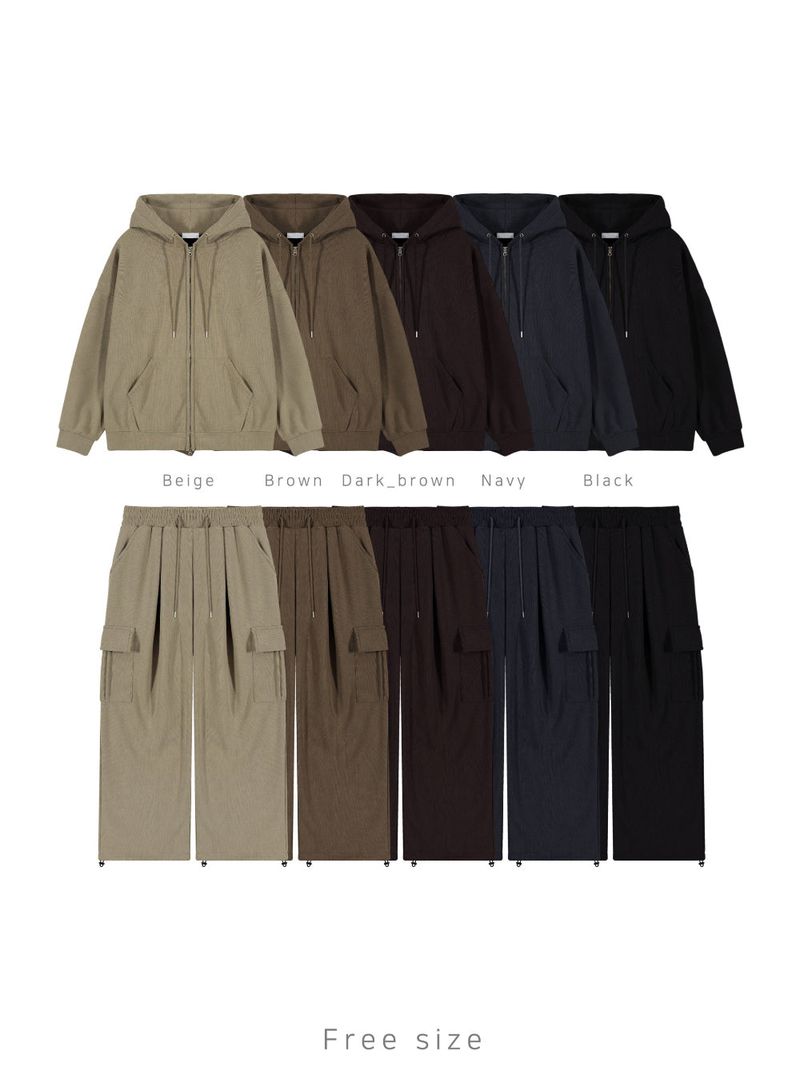 [SET] LMN Sturbo Corduroy Hooded Zip-Up + Cargo Pants (5 colors)