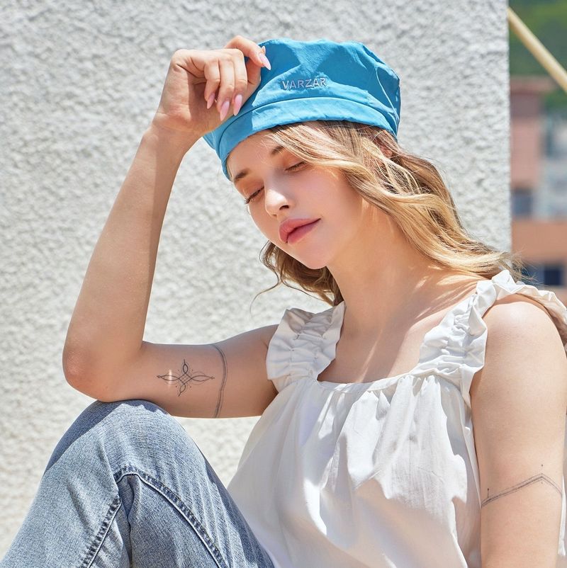 Logo string beret Blue