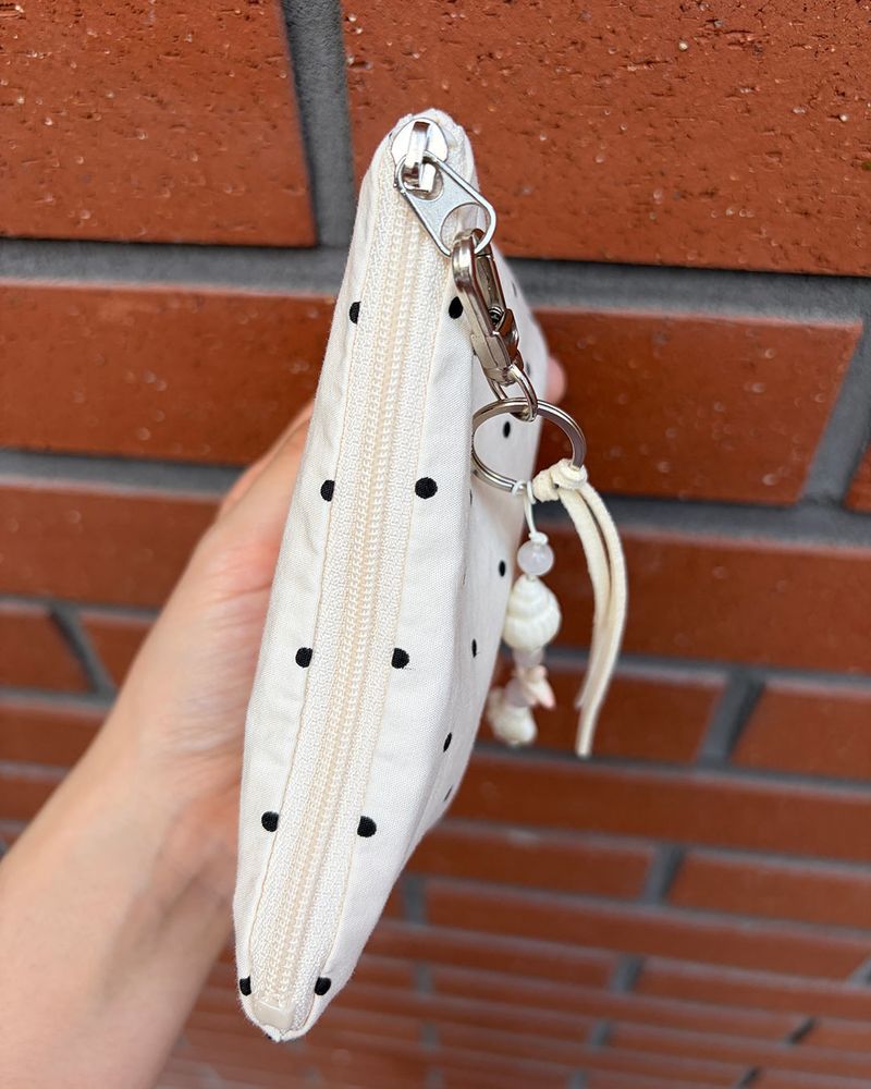 Baby dot flat pouch - ivory , M size