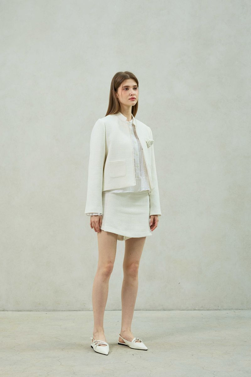 AGLOW TWEED SKIRT PANTS / WHITE