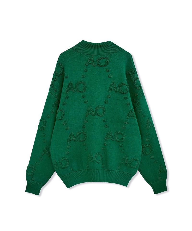 UNISEX モノグラムハーフジップニット
