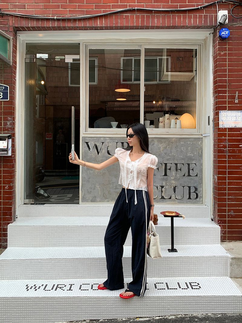 [MADE] Rollton nylon lace track bendable pants