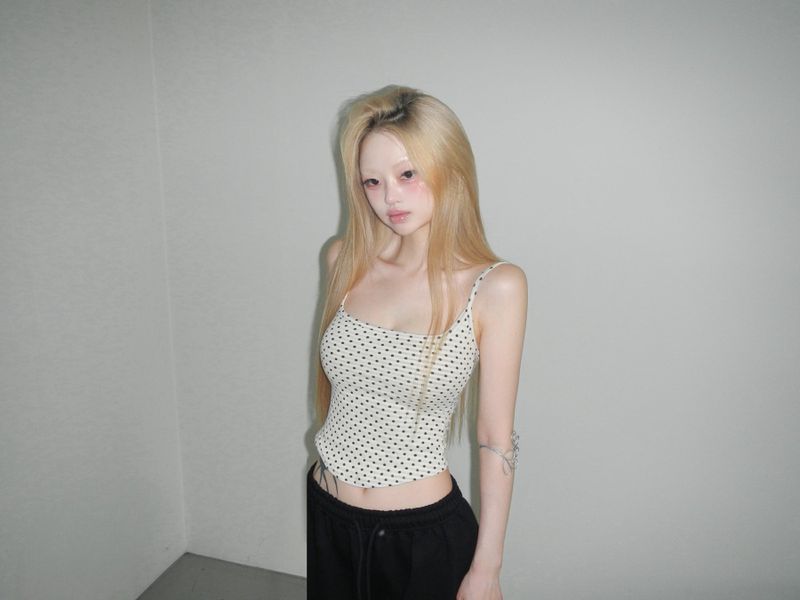 mini crop dot sleeveless(2 color)