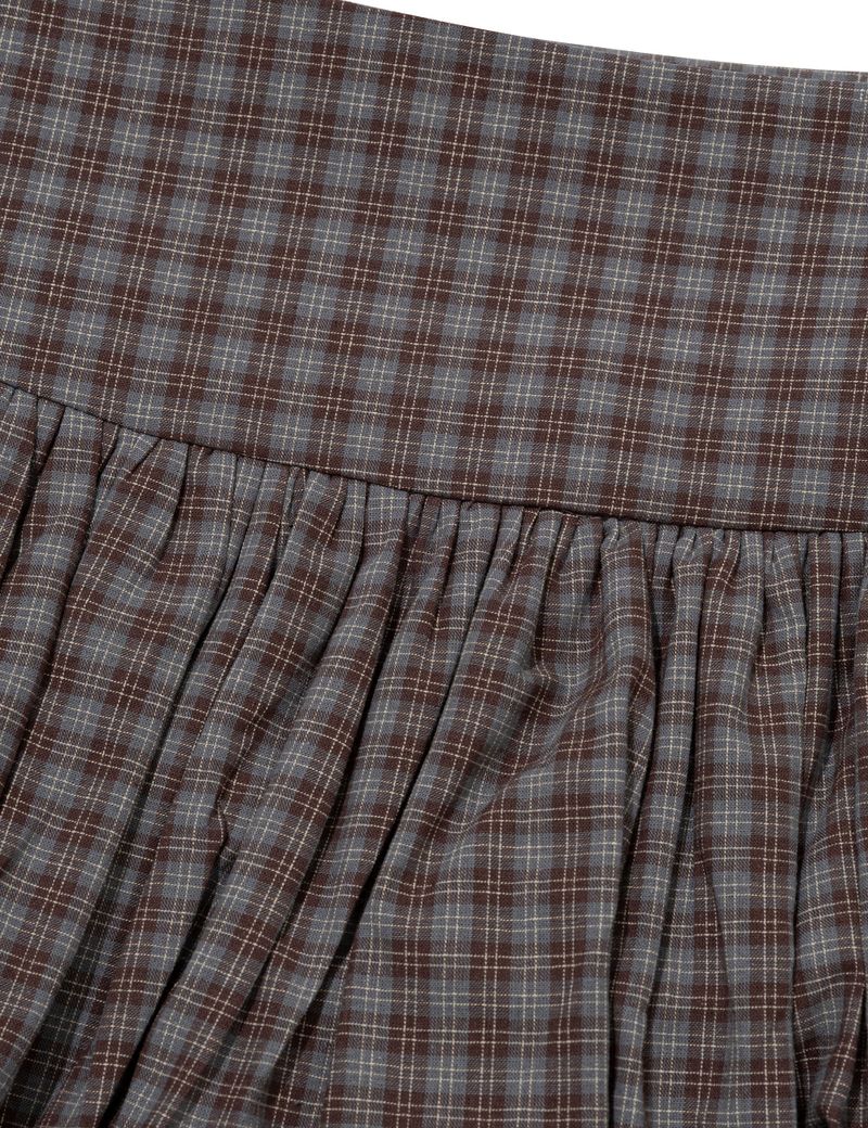 CHECKERED PUMPKIN SKIRT PANTS(BROWN)