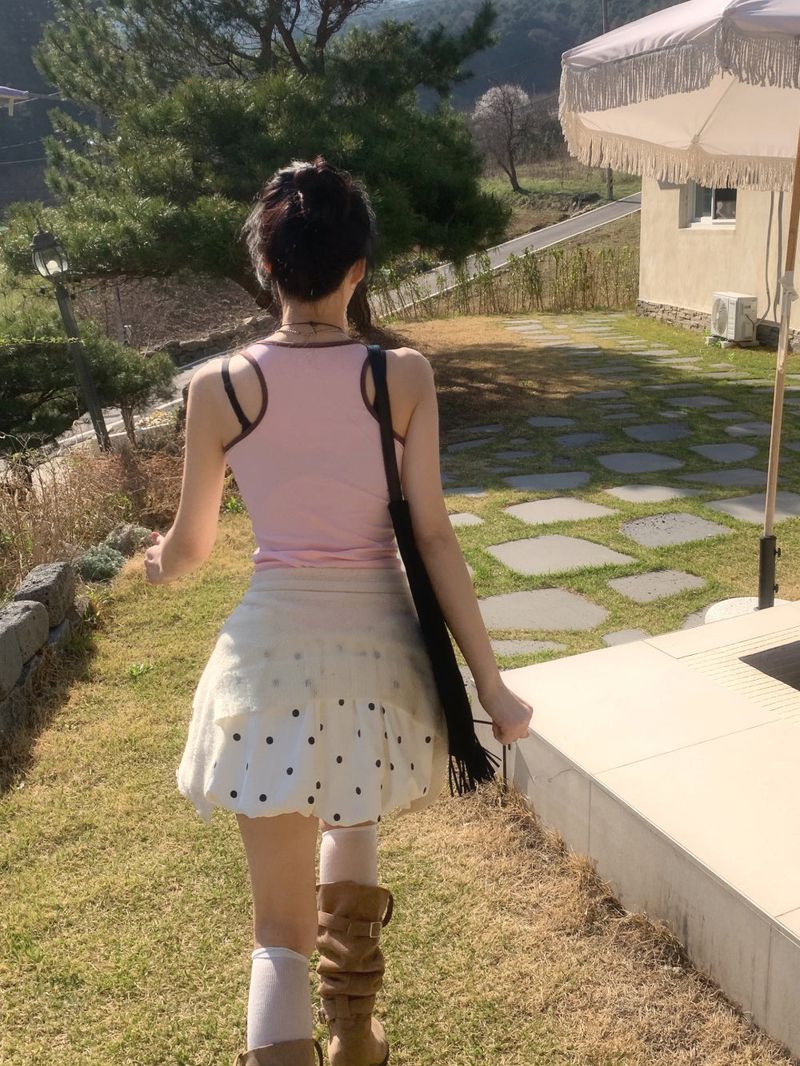 Dot Mellow Balloon Fit Mini Skirt