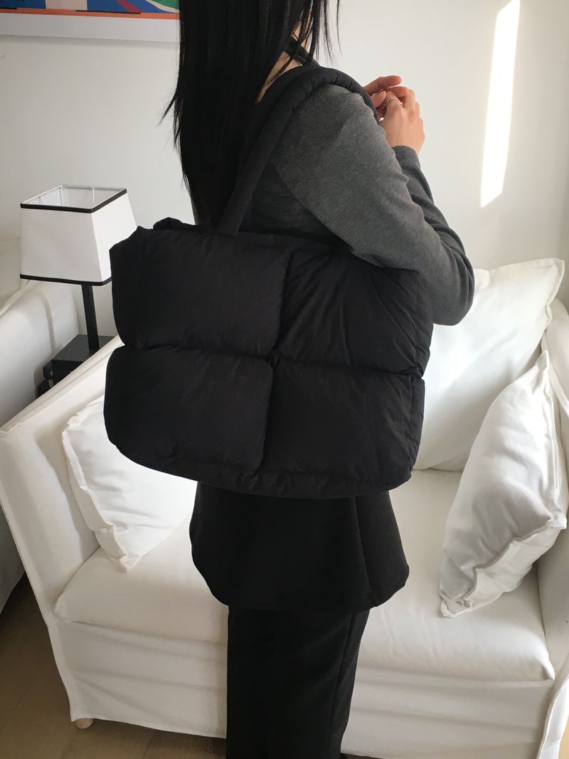 Dukan Waffle Padded Quilted Square Big Shoulder Bag