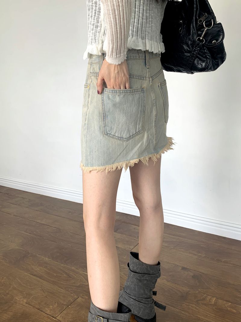 Rattan Vintage Washed Surgical Mini Skirt
