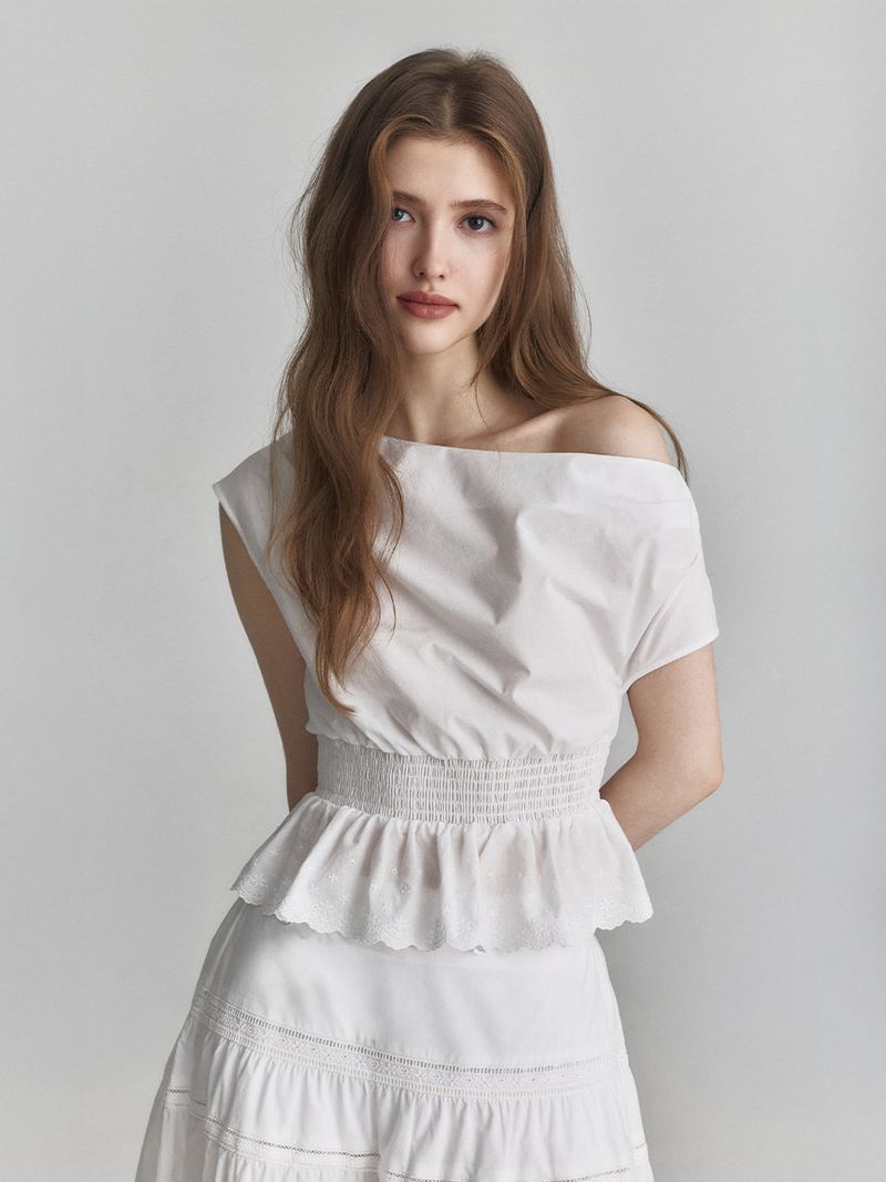 Drape lace blouse (Ivory)