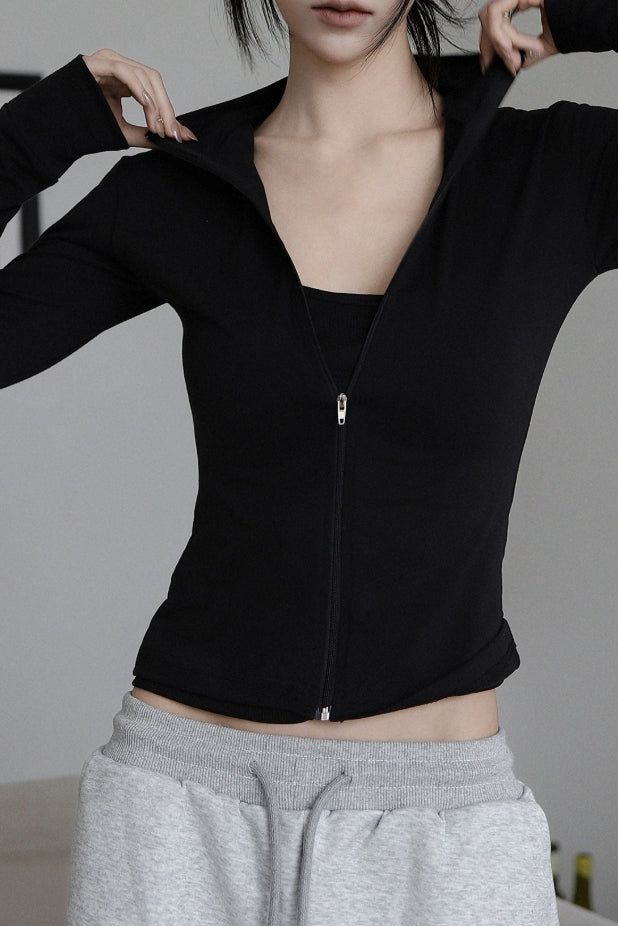 Beni Zip-up Long Sleeve Top