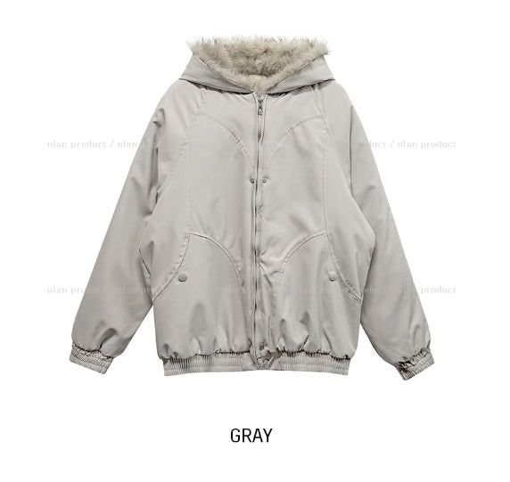 Dozen Rivet Raccoon Fur Hooded Padding