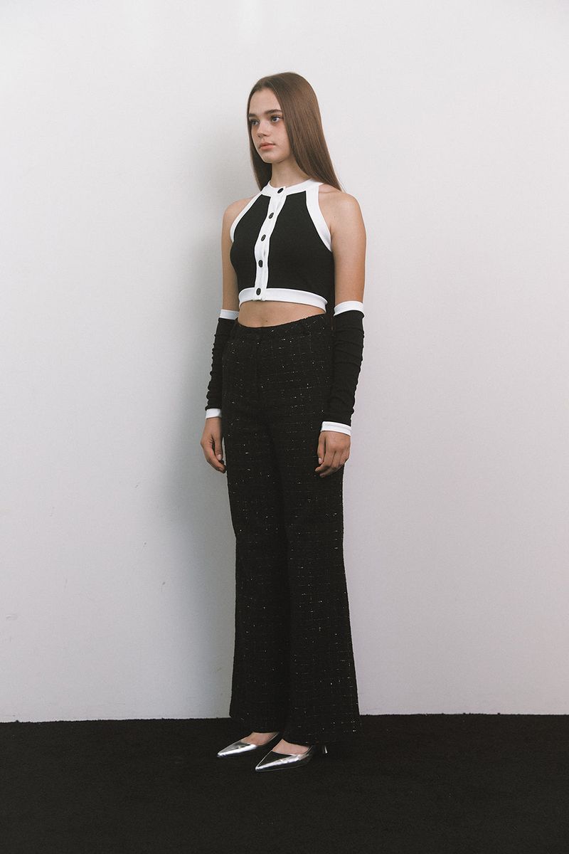 Glitter Tweed Pants Black