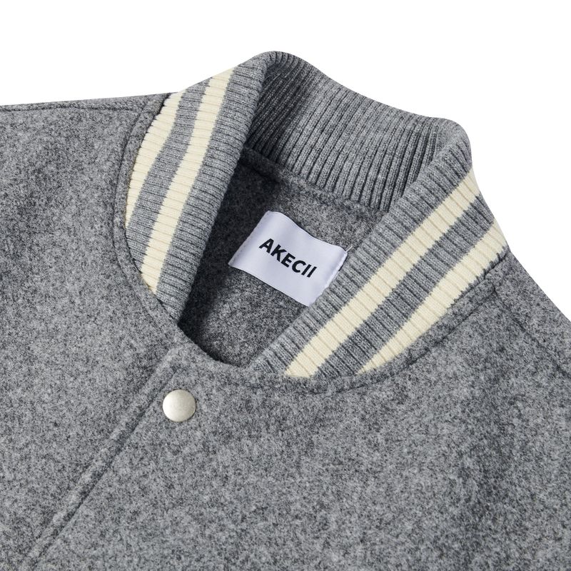 Super balloon wool varsity jacket Melange Gray
