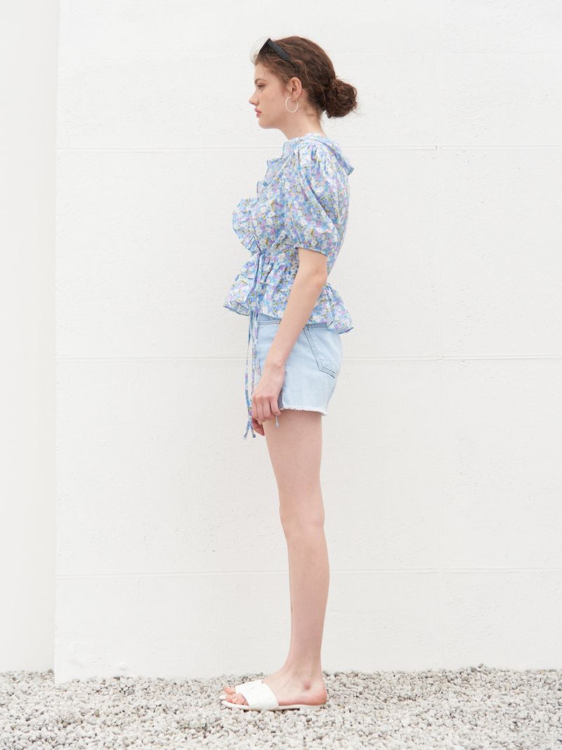 AMY RUFFLE DETAIL WRAP BLOUSE_BLUE