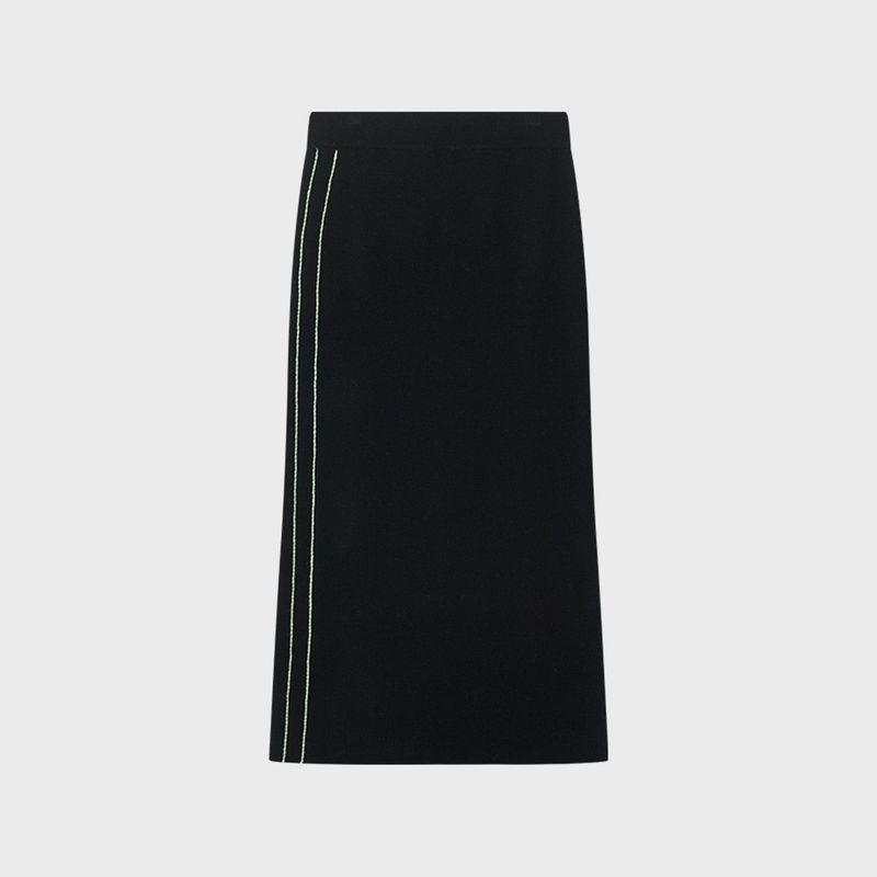 TWO-STITCH LONG SKIRT_BLACK