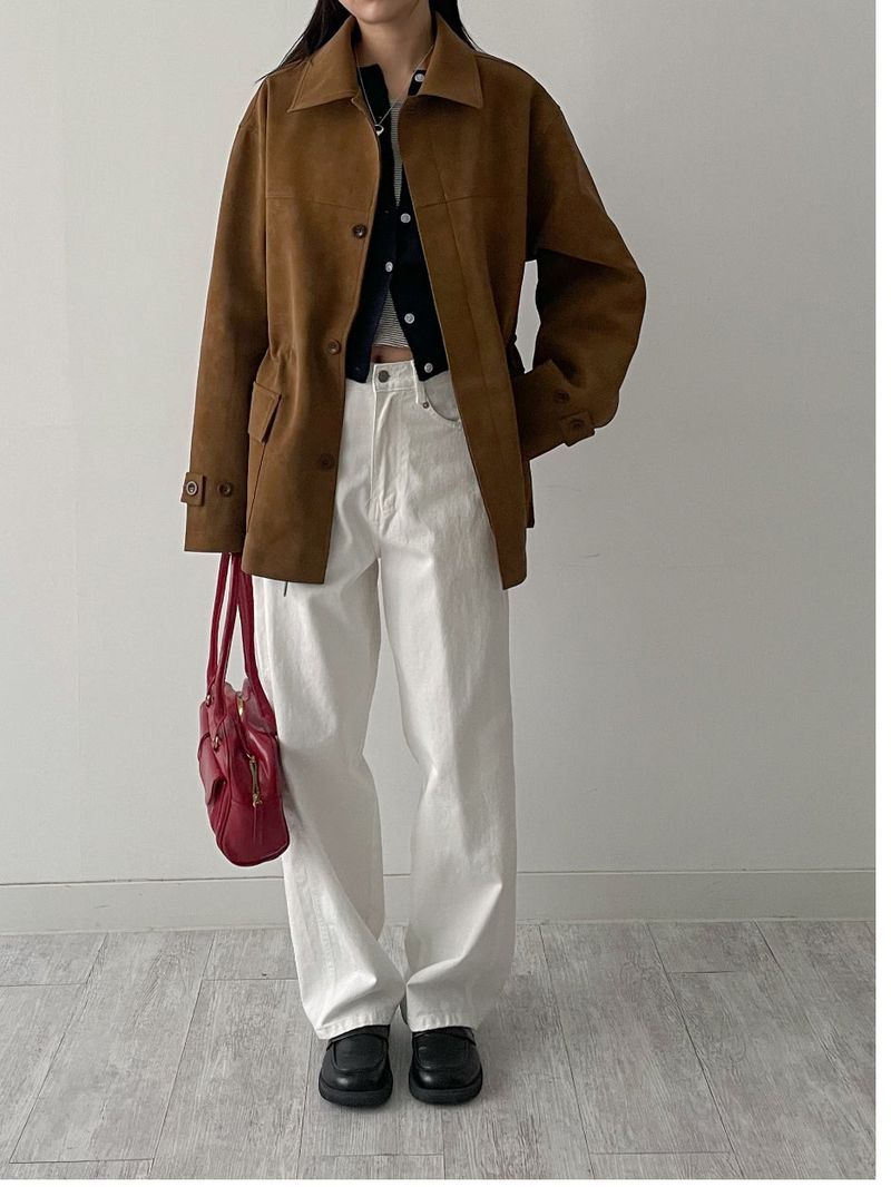 Nubuck String Overfit Leather Jacket