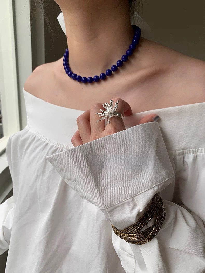 Navy ball necklace(8mm)