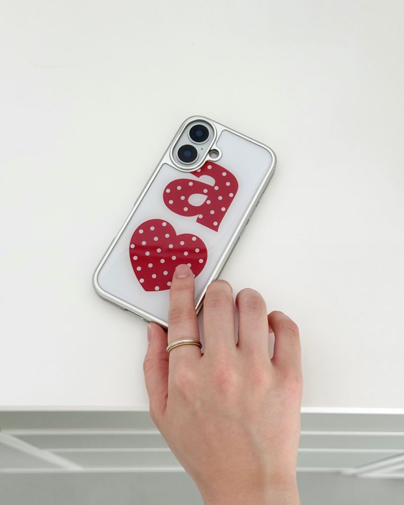 RED DOTTY LOVE WHITE Silver Epoxy Case