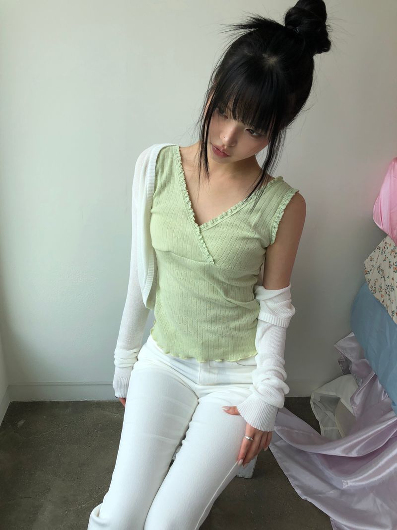 Sharu Lace Wrap Sleeveless Top