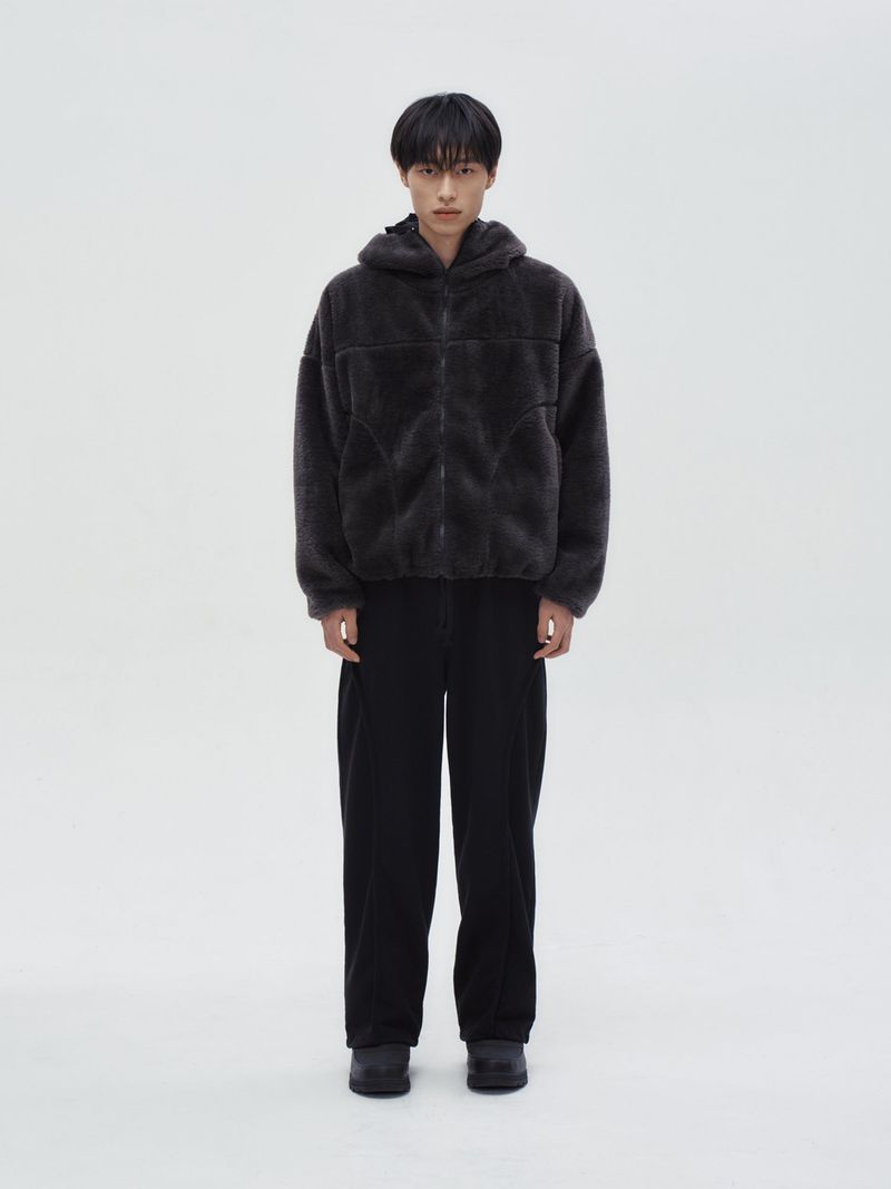 FLEECE HOOD ZIP-UP [Charcoal]