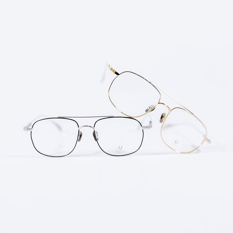 Knouun Square titanium glasses CODE. 102. G Yellow Glod