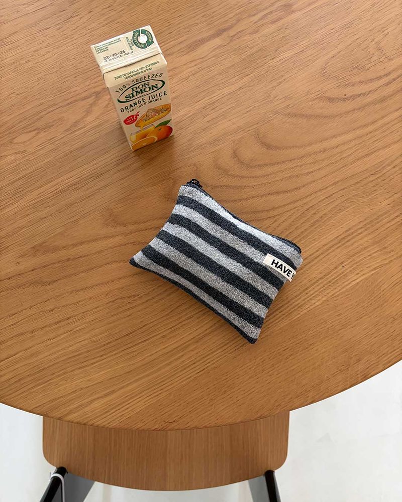 Two-tone terry flat pouch - gray , M size