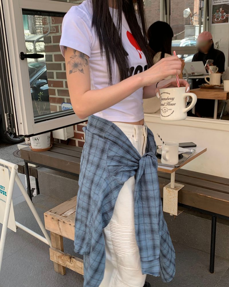 (Unisex) Destroyed check shirts