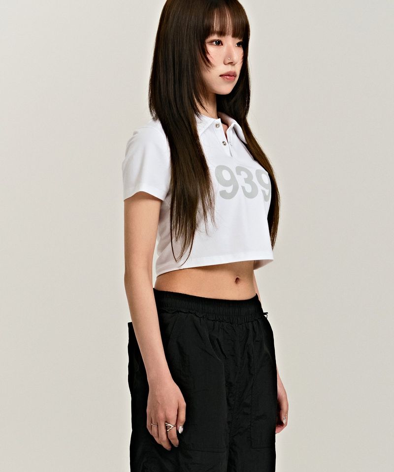939 LOGO COLLAR CROP TOP (WHITE)