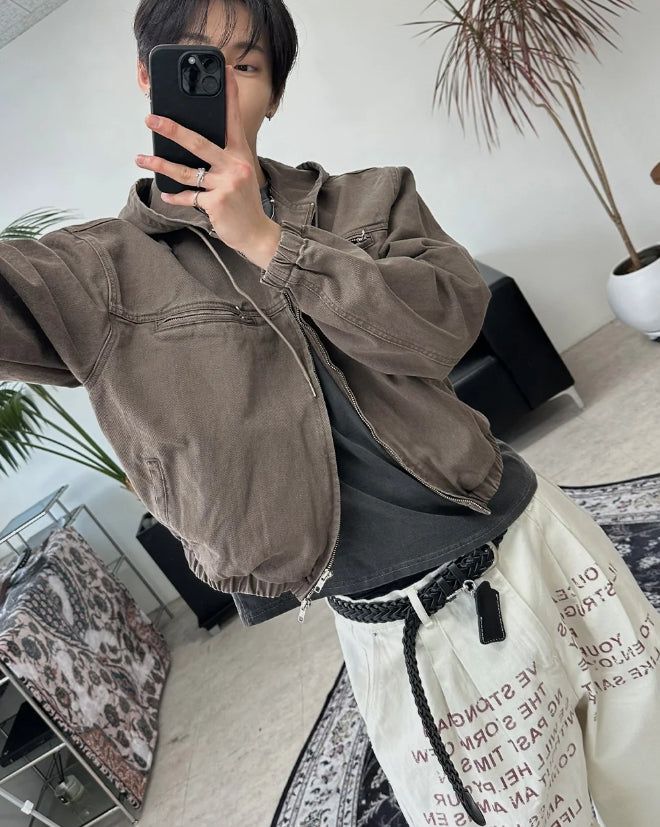 Pedo Dyeing Crop Hood Jacket