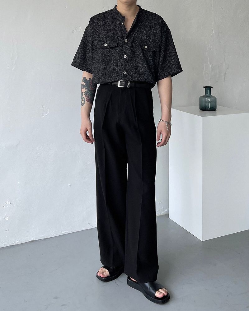 CR Tweed Round Half Shirt (2 colors)