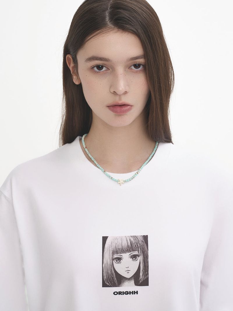 ORIGHH（オライ）の「ORIGHH Girl Oversized Crop Short Sleeve T-Shirt_Short Hair Girl（Tops）」