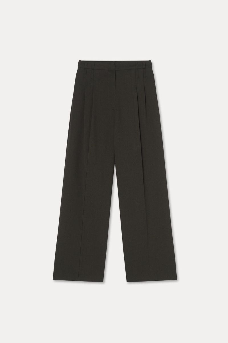 Twill Fintuck Slacks_Brown