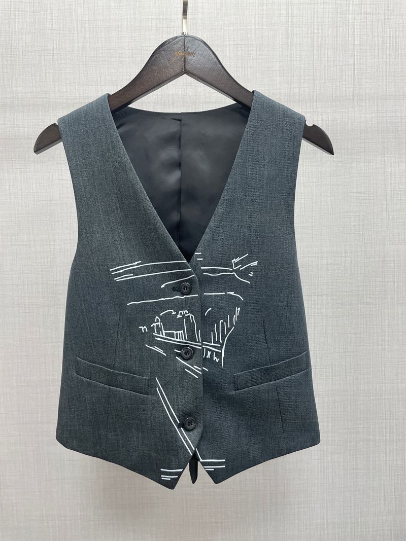 Grey Printed City  Waistcoat