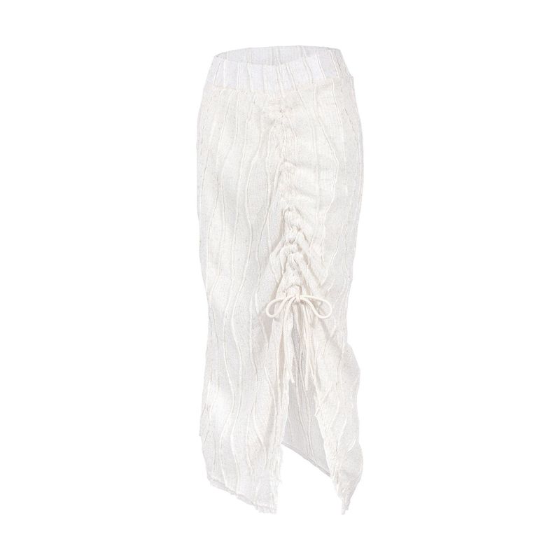  LAYERED STRAP LONG SKIRT _ Ivory 