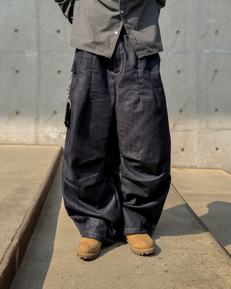 Hanel Check Flap Balloon Denim Pants