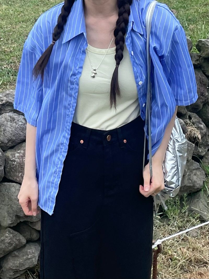 Pastel stripe half shirts
