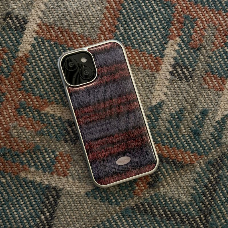 DELPHIN(デルフィン)の「MOHAIR STRIPE SILVER EPOXY CASE _ BROWN(Smartphone Accessories)」